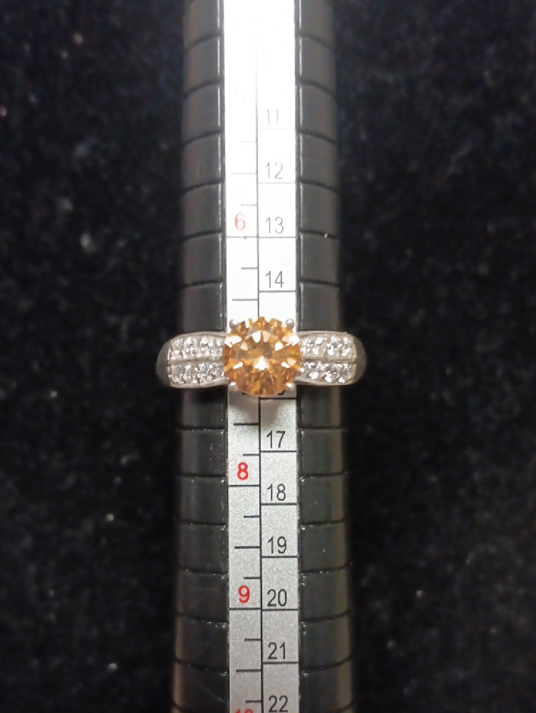 J Francis Embellished With Amber And White Zirconia By Swarovski 2.80 Ctw Size 7